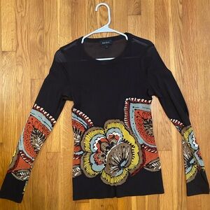 Karen Kane vintage Y2k sheer mesh floral top